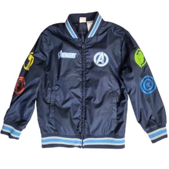 MARVEL AVENGERS Blue Full Zip Lined Windbreaker Jacket With Pockets - Boy's 8 - Picture 2 of 5